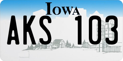 IA license plate AKS103