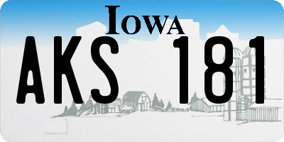 IA license plate AKS181