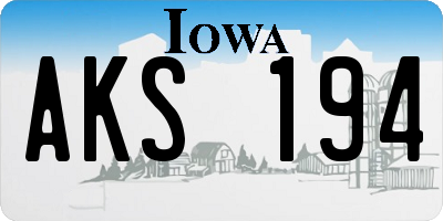 IA license plate AKS194