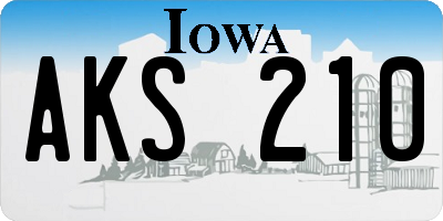 IA license plate AKS210