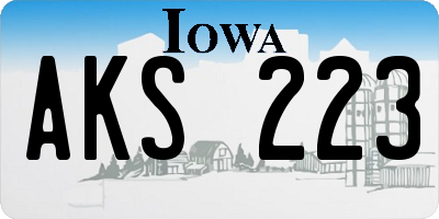 IA license plate AKS223
