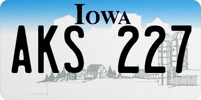 IA license plate AKS227