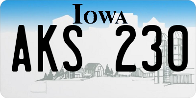IA license plate AKS230