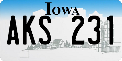 IA license plate AKS231