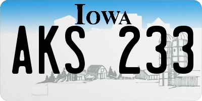 IA license plate AKS233
