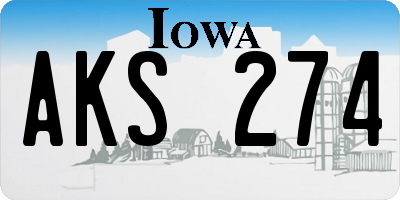 IA license plate AKS274