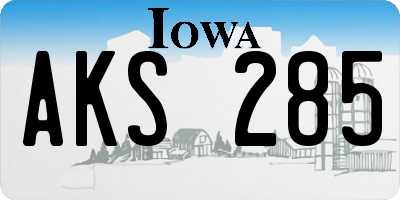 IA license plate AKS285