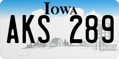 IA license plate AKS289