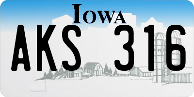 IA license plate AKS316