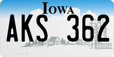 IA license plate AKS362