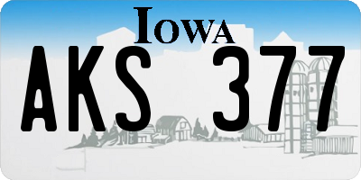 IA license plate AKS377