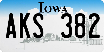 IA license plate AKS382