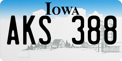 IA license plate AKS388