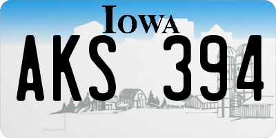 IA license plate AKS394