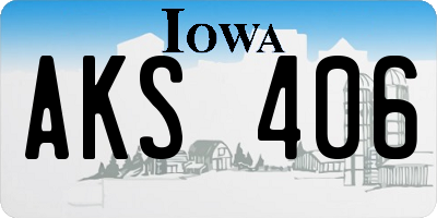 IA license plate AKS406