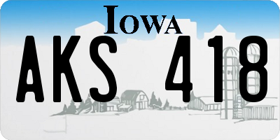 IA license plate AKS418