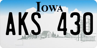 IA license plate AKS430