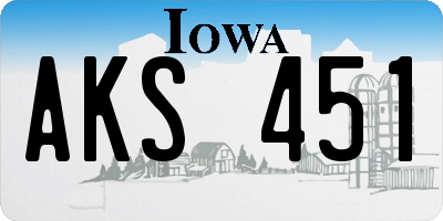 IA license plate AKS451
