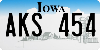 IA license plate AKS454