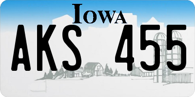 IA license plate AKS455