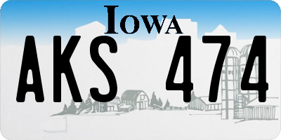 IA license plate AKS474