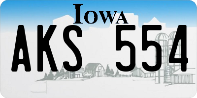 IA license plate AKS554