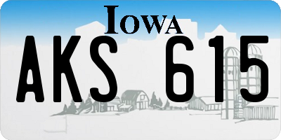 IA license plate AKS615