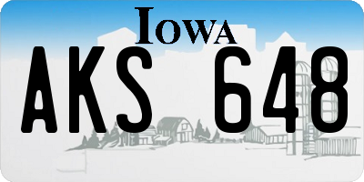 IA license plate AKS648