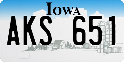 IA license plate AKS651