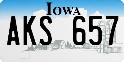 IA license plate AKS657