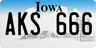 IA license plate AKS666