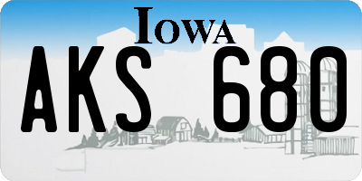 IA license plate AKS680