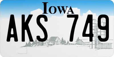 IA license plate AKS749