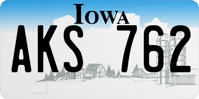 IA license plate AKS762