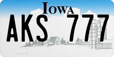 IA license plate AKS777
