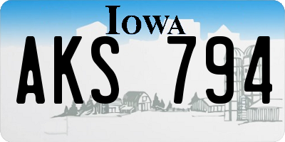 IA license plate AKS794