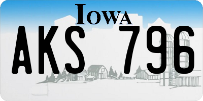 IA license plate AKS796