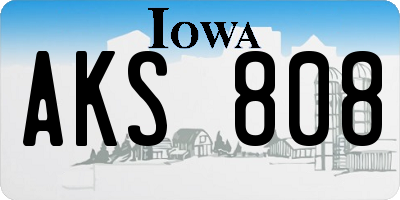 IA license plate AKS808