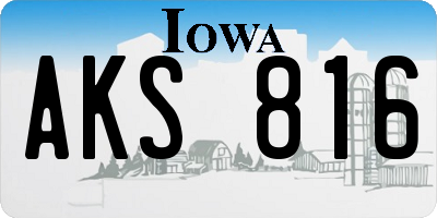 IA license plate AKS816