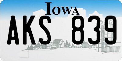 IA license plate AKS839