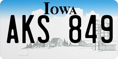 IA license plate AKS849
