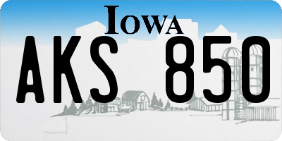 IA license plate AKS850