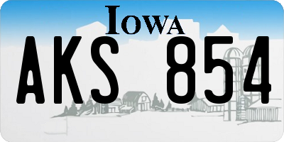 IA license plate AKS854
