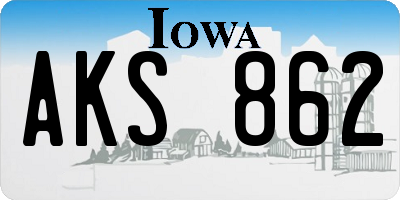 IA license plate AKS862