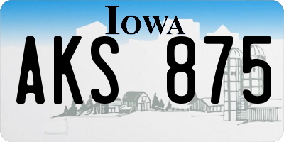 IA license plate AKS875