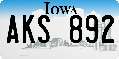 IA license plate AKS892