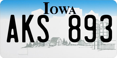 IA license plate AKS893