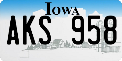 IA license plate AKS958