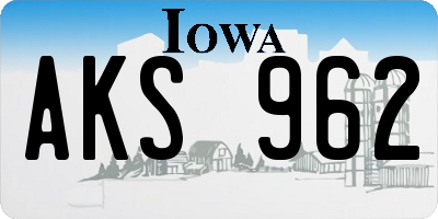 IA license plate AKS962