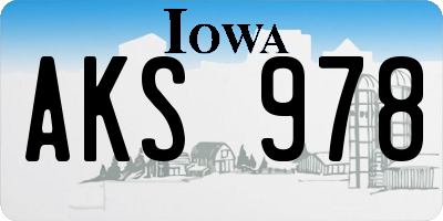 IA license plate AKS978